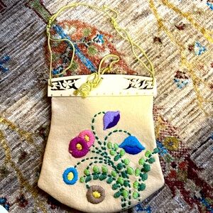 Circa 1920s or 30s Wool Felt Embroidered Bag